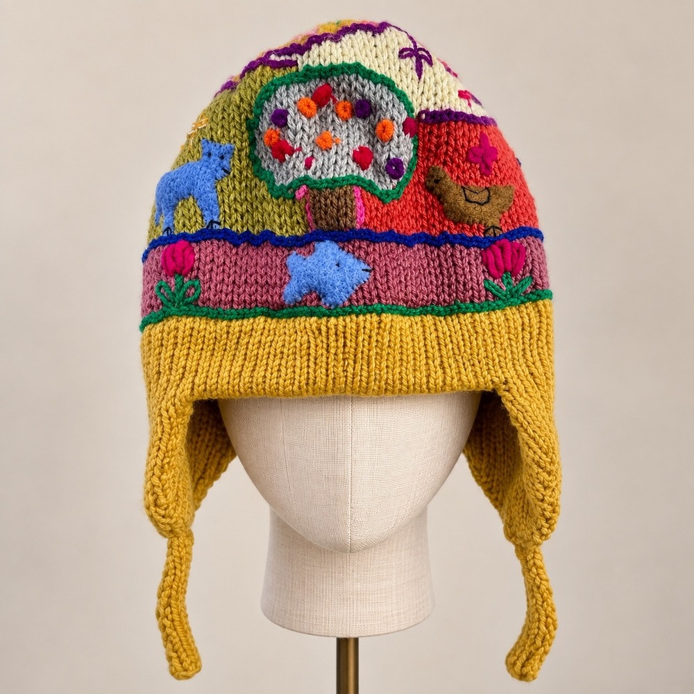 Handcrafted Peruvian Wool Chullo Earflap Hat Fleece Lined Big Kids Adult S